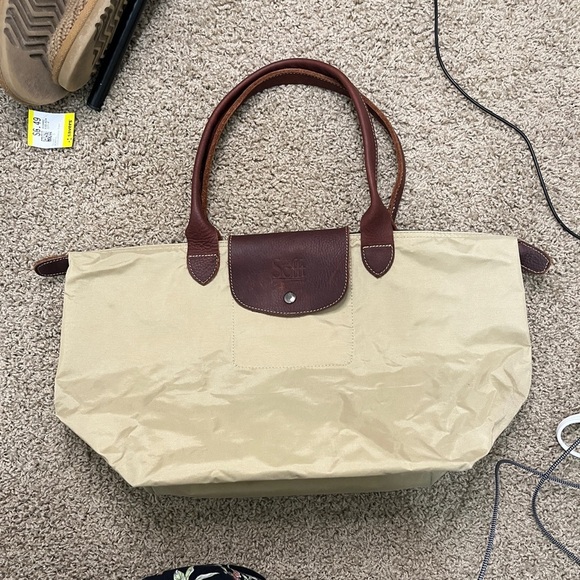 Sofft Nylon & Leather Shoulder Tote Bag Tan Khaki Purse - Picture 5 of 10